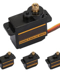 Four Pack Smokin Hot Metal Gear Servo Motor For RC Robot Car Helicopter Badass Durable Analog Actuators Smooth Precision Control, close-up view.