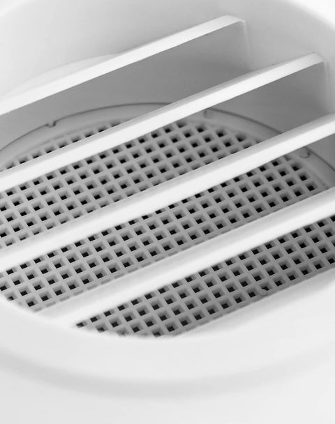 Close-up of the 4 Inch Round ABS Air Vent Louver Grille Cover Set With Built In Fly Screen Mesh 4 Pack No Fuss Easy To Clean Durable