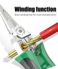 8 In 1 Wire Stripping Pliers With Built In Voltage Tester 12V To 250V cable scissors showing winding function with wires