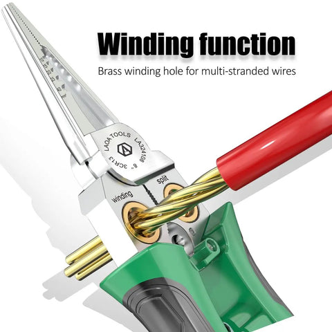 8 In 1 Wire Stripping Pliers With Built In Voltage Tester 12V To 250V cable scissors showing winding function with wires