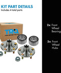 2 Piece Front Wheel Bearing And Hub Kit For Honda CRV 2002 2006 And Element 2003 2011 Includes Two Front Hub Assemblies