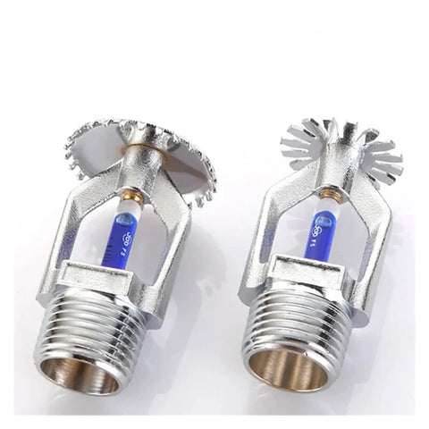 One Piece 141C Automatic Fire Sprinkler Head For Total Property Safety And Security Quick And Easy Setup Pendent Or Upright Mounting close-up view of chrome sprinkler heads