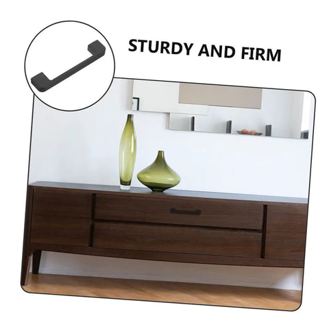 Sleek Black Cabinet Door Handles And Drawer Pulls 2 Piece Set For Kitchen And Closet European Style on modern wooden furniture.