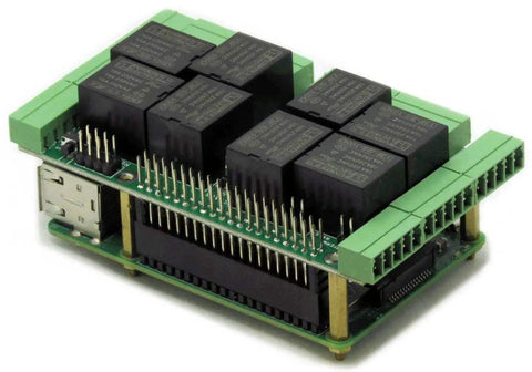 Straight Up Ready To Roll Eight Layer Stackable Expansion Hat Made For Raspberry Pi Controllers with relay boards and inputs.