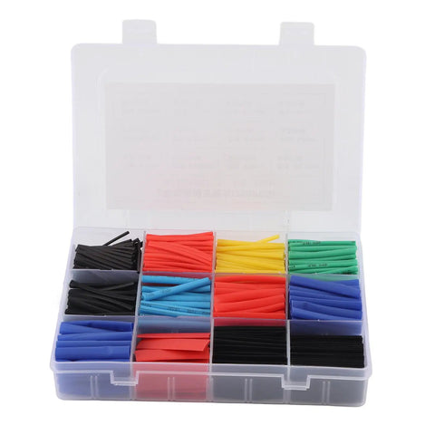 Massive 750 Piece Heat Shrink Tubing Kit For Electric Wiring Repair, Durable PE Dielectric Sleeves Snugly Wrapping Cables With Fast 100 Degree Melt And Tough 2 To 1 Shrinkage Assortment Is Totally Awesome. Assorted color heat shrink tubing kit in organizer box
