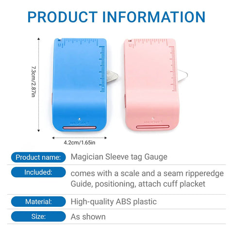Magnetic Sewing Machine Seam Guide 4 In 1 Edge Guide With Built In Seam Ripper And Ruler ABS Blue and Pink, Size 4.2cm x 7.3cm