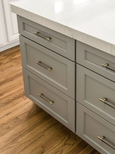 Antique Brass Knurled Cabinet Pulls 5 Inch Center To Center Solid Brass Dresser Drawer Handles on grey kitchen drawers