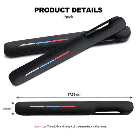 Sporty Leather Seat Gap Filler Plug For BMW Series Cars, Universal Seat Gap Spacer With Racing Color Stripes, 17.51 inches long