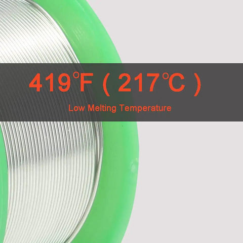 Lead Free Solder Wire 0.8mm 0.032in Fine Gauge 100g Rosin Core Flux For Electronics DIY Soldering Repair Tinker Friendly Sn99 Ag0.3 Cu0.7 High Purity Tin Alloy Flow Well on green spool, 419°F.