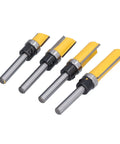 Premium Trim Router Bit Kit With 2 Conventional Blades For Flawless Flush Cuts And Precision Tenon Trimming on wood and acrylic materials, 4 PC set.