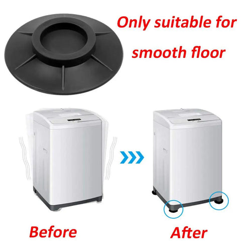 Four Pack Anti Vibration Washer Pads Rubber Stabilizer Mats for Washing Machines and Dryers foot support before and after usage