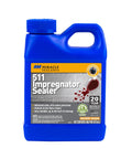 Advanced Pro Grade Penetrating Sealer For Countertops Stone Tile And Grout in a blue 1-pint bottle with protective barrier label