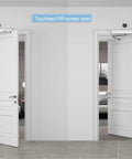 Touchless Exterior Door Opener Kit With Dual Motion Sensors Black No Touch Convenience Adjustable Opening And Closing Force Safe Auto Reopen For True Hands Free Entry On Exterior Doors Easy Install And Low Contact Access. White exterior door shown outswing and inswing