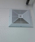 Reinforced Plastic Return Air Grille For Sidewall Or Ceiling Vents, 11.8 X 11.8 Inches, mounted on a white ceiling, HVAC diffuser.