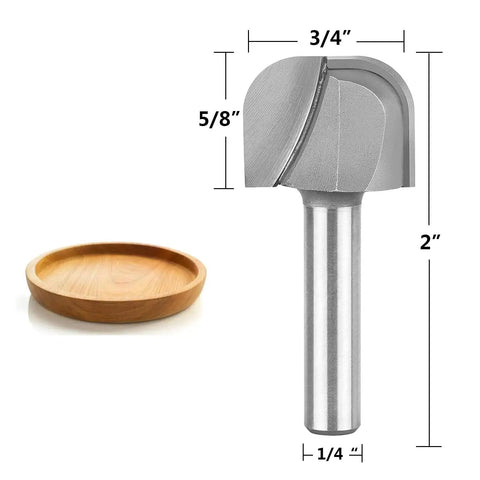 Oval Bowl And Tray Router Bit With Three Quarters Inch Cutting Diameter, One Quarter Inch Shank, Milling Tool and wood tray.
