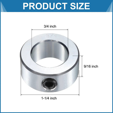 Six Piece Set Screw Shaft Collars For Three Quarter Inch Bore Hollow Style Zinc Plated Carbon Steel With One And A Quarter Inch Outside Diameter And Nine Sixteenth Inch Width Clamp For Axle Positioning Heavy Duty Lightweight Pack Of Six