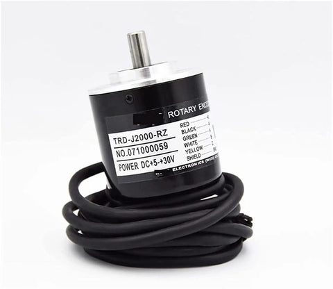 Absolute Rotary Encoder TRD-J1000-RZ Pro Grade High Precision Industrial Motion Sensor with wiring and label visible