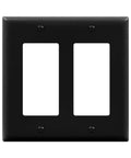 Decorator Two-Gang Wall Plate For Light Switch Or Receptacle Black Unbreakable Polycarbonate Thermoplastic UL Listed 8832 BK 4.50 x 4.57 in