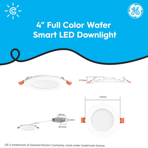 Three Pack Cync Reveal HD Plus Four Inch Smart LED Downlight Fixtures With Full Color Changing Lights WiFi And Bluetooth Control Thirteen Watt Works With Alexa And Google Home For Party Ready Indoor Recessed Lighting In Kitchen And Bath