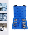 All Purpose Rugged 13 Pc Hss Annular Cutter Set 1 Inch Cut Depth Mag Drill Bits Kit For Magnetic Drill Press in blue case.