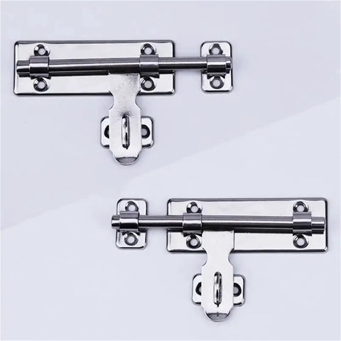 Tough As Nails Heavy Duty Sliding Bolt Door Latch Featuring Auto Return Stainless Steel Gate Lock, visible latch and mounting plate