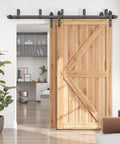 12 Foot Low Ceiling Heavy Duty Beefed Up Sliding Barn Door Hardware Kit With Double Track Bypass For Two Doors Black J Shape Bypass Carbon Steel Construction 120Kg Per Track Capacity Fits Doors Up To 72 Inches Wide And Door Thickness 1 3 Eighths To 1 3 installed in modern living room