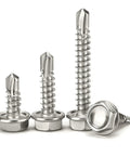 93 Pieces Stainless Steel Hex Head Drilling Screws Kit Size No 8 for sheet metal plastic and wood knurled thumb nut included