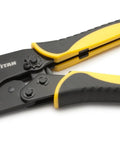 Ratcheting Wire Terminal Crimper Tool For Insulated Terminals With Fixed Jaw Adjustable Clamping And Double Crimp Die For Secure Pull Resistant