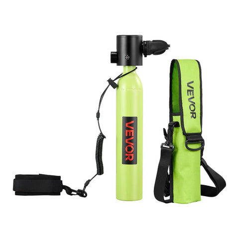 Mini 0.5L Scuba Tank Portable Underwater Breathing Cylinder For Short Dives Up To 10 Minutes with green bag and lanyard