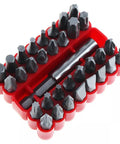 Top Tier 33 Piece Screwdriver Bit Set With Hex And Torx Bits For Tough Jobs Includes Durable Organizer Case And Heavy Duty Steel Drilling Tools You Can Trust For Any Repair Gig. 33-piece chrome vanadium steel bit set in red organizer case