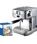 Straight Up Smooth Automatic Coffee Maker With Built In Grinder And Creamy Milk Frother sleek black build, shown with packaging and brewing details.