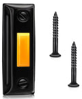 Sturdy LED Lighted Wired Doorbell Push Button With Heavy Duty Wall Mount Night Visibility Durable Metal Housing Easy Replacement For Home And Garage Door Opener Systems, black metal with amber LED and screws