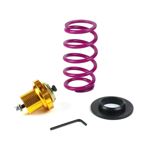 Purple CNC Aluminum Suspension Coilover Sleeves Kit For 06-11 Honda Civic with locking perches and wrench set in view.