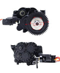 Front and back view of Dual Speed RC Gearbox with Servo and Internal Gears for 1 to 10 RC Crawler Upgrade Parts TRX4 TRX6