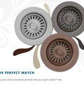 Color Matched Polymer Disposer Flange Kit With Removable Basket Strainer And Rubber Stopper White Durable Sink Accessory For Garbage Disposals No Fuss Easy Install Scratch Resistant, multi-color flange options