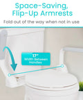 Rock Solid Heavy Duty Toilet Safety Rails With Flip Up Grab Handles Built Like A Tank Support Frame For Seniors And Mobility Aid Durable Steel wide base with 17" width
