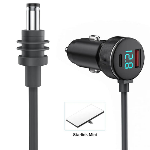 Gotta Have This Heavy Duty 3 In 1 Starlink Mini Car Charger with 10 Foot Waterproof DC Cable and dual USB-C/USB-A ports.
