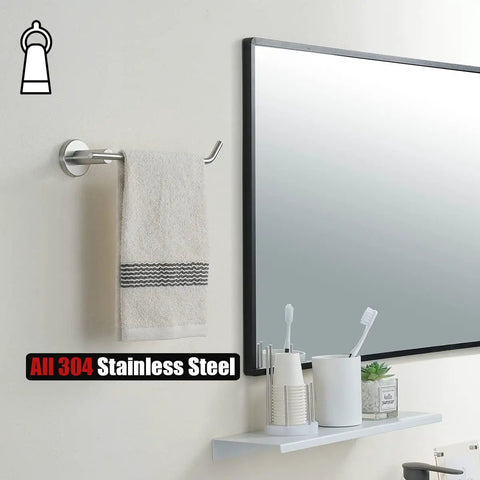 Slick Value Packed Brushed Stainless Steel 5 Piece Bath Hardware Set For Tight Spaces 9 inch hand towel bar in modern bathroom