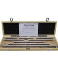 Premium Eight Piece Setup Block Height Gauge Set Hella Accurate Hardened Steel Layout Bars in wooden case, sizes from 125mm to 500mm.