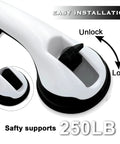 Ultra Secure Shower Grab Bar With Strong Suction Cups, 12 Inch Safety Handle, easy installation lock unlock mechanism close-up