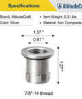 Quick Change Die Bushings Kit For Reloading, No-Fuss Die Swap System, single silver die bushing with specifications.