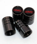 GMC Logo Emblem Valve Cap Set For Cars Four Pack Dope Carbon Fiber Look Black Chrome Wheel Tire Stem Covers Easy Install 8mm Valve Stem Fit Durable Auto Accessories Decor Gift