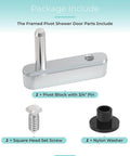 Shower Door Pivot Block With Three Quarters Inch Pin For Framed Swing Doors, including set screw and nylon washer in package