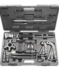 Beefy Pro Grade Hydraulic Puller Kit With Jaw Puller And Strong Back Puller 112 Ton Capacity in open case showing components