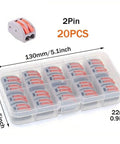 Straight Up Quick Install Terminal Block Wire Connectors 55 Piece Fast Push Lever in 20PCS box for home wiring projects.