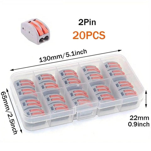 Straight Up Quick Install Terminal Block Wire Connectors 55 Piece Fast Push Lever in 20PCS box for home wiring projects.