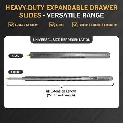 Beefy 500 Lb Drawer Slides With Lock Side Mount Runners 76mm Wide Heavy Duty Steel Tracks Perfect For Tool Chests Generator Trays And Truck Bed Storage Sturdy 1 Pair, expanded steel slide