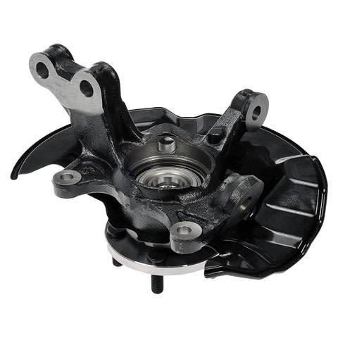 Front view of a Beefed-Up Front Steering Knuckles And Wheel Bearing Hub Assembly Replacement For 2009 2013 Toyota Corolla And 2009 2013 Toyota Matrix, 2-Piece Set, Enhanced Braking, Precise Fit, Smooth Steering And Reliable Handling, showing robust design.