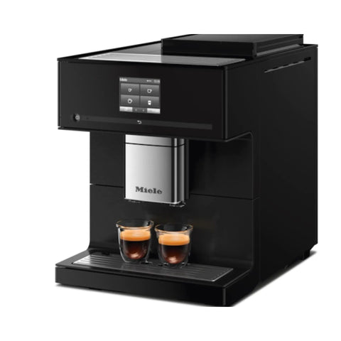 Hassle Free Fully Automatic Coffee And Espresso Maker With Built In Milk Frother, Quiet Grinder, One Touch Brewing, Programmable Daily Timer, Top Shelf Kitchen Essential with two espresso shots.