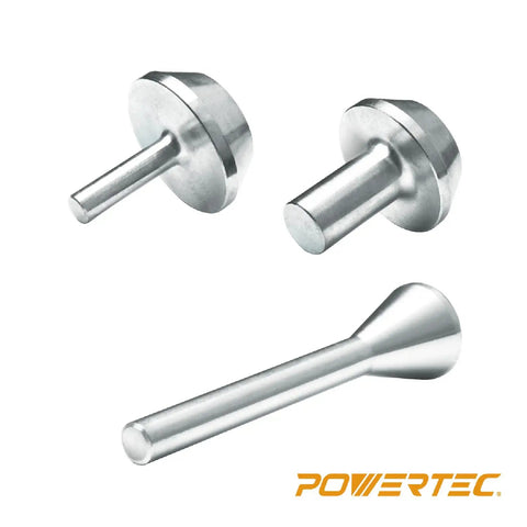 Professional Router Subbase Centering Pin And Cone Set Including Half And Quarter Inch Inside Guides Along With Quarter Outside Guide For Dead On Collet Alignment And Nailed Down Router Template Jobs - silver metal pins